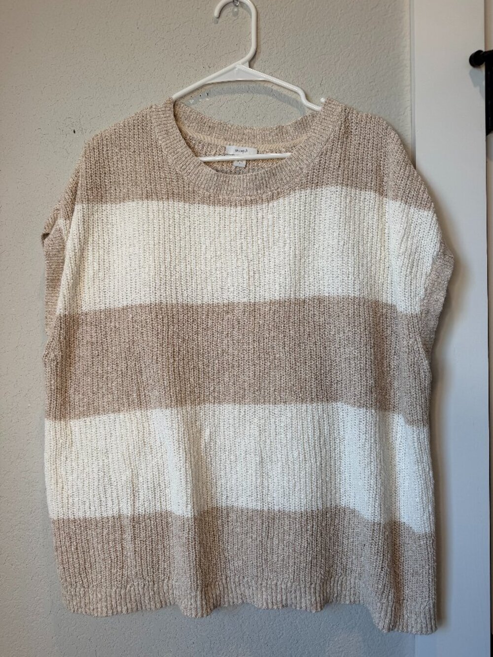 J. Jill Brown Cream 100% Cotton Stripe Sweater Vest Size Large